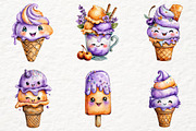 Whimsical smiling ice cream Clipart, a Decorative Illustration by Watercolor design (Thumbnail 2 of 6)