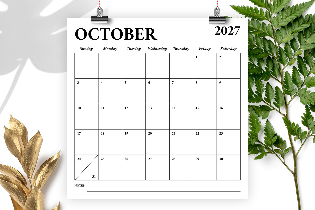 2027 Square 12x12 Calendar Template, a Stationery Template by Running With Foxes (Photo 4 of 5)
