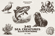 340 Sea Creatures illustrations, an Animal Illustration by Nocturnal Wolf (Thumbnail 1 of 15)