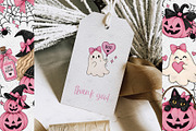 Pink Halloween Ghost Clipart, a Decorative Illustration by BigCakeBee (Thumbnail 3 of 3)