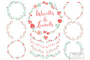 Mint & Coral Vector Flower Wreaths, an Illustration by Amanda Ilkov (Thumbnail 1 of 3)