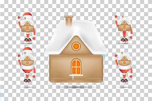 Xmas Set - Santa Clauses And House