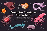 Deep Sea Creature Illustrations, an Animal Illustration by ThePixelLibrary (Thumbnail 1 of 11)