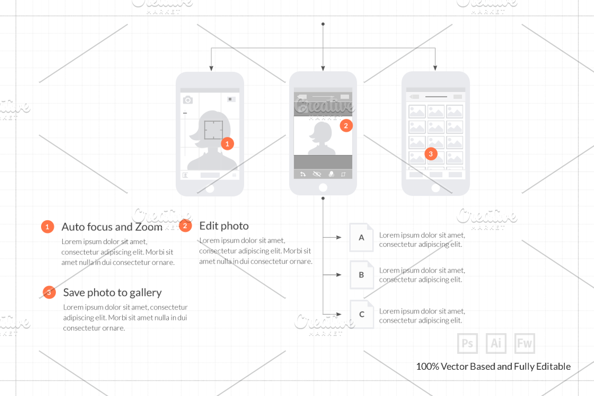 Mobile UX Design Tiles V1, a Device Mockup by firetuts (Photo 4 of 4)