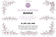 Fine Line Floral Borders SVG Bundle, a Decorative Illustration by CaraulanStore (Thumbnail 1 of 10)