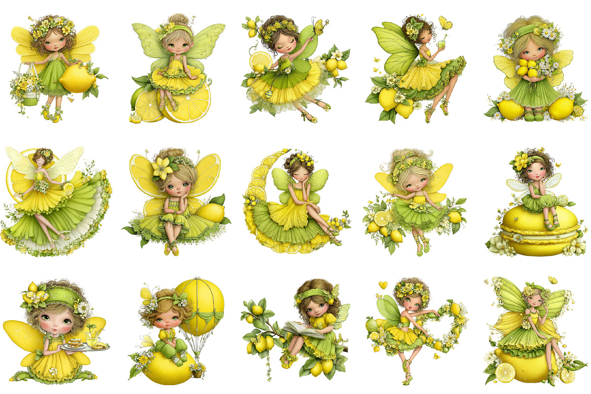 Whimsical Enjoy Lemon Fairy Clipart, a Seasonal Illustration by designcity5 (Photo 2 of 5)