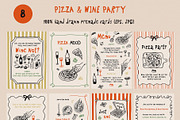Whimsical Pizza & Wine Party set, a Food Illustration by Madiwaso (Thumbnail 6 of 11)