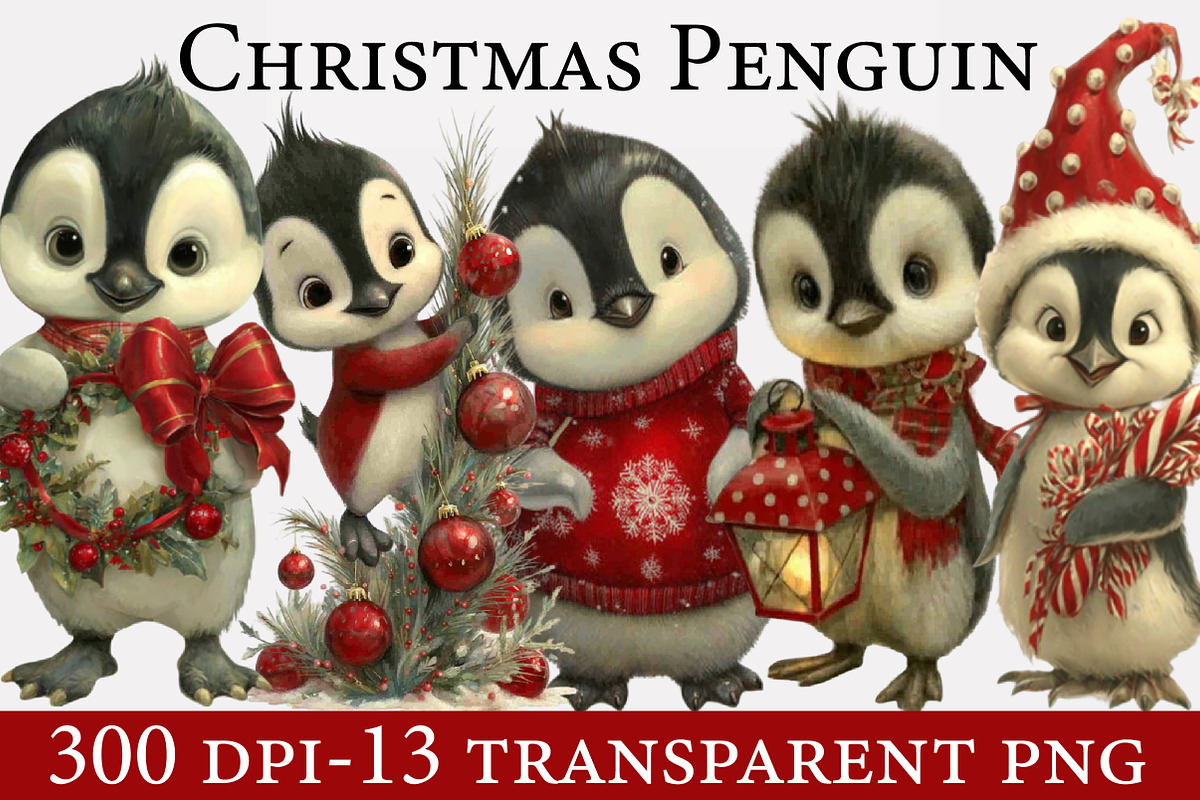 Christmas Penguin Clipart, an Illustration by Designworld (Photo 1 of 6)