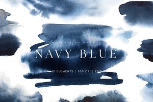 Navy Blue Watercolor Washes, a Texture Graphic by Kolorata Art