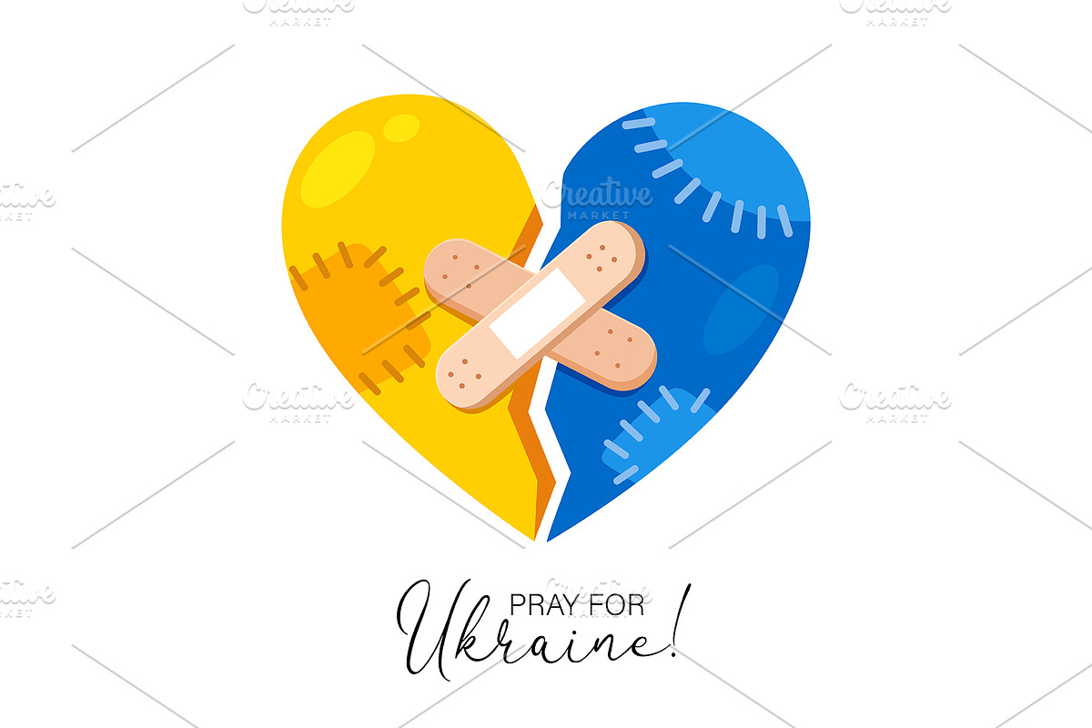 Ukrainian broken heart card, a Decorative Illustration by Elen_Art