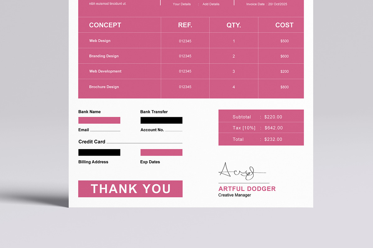 Minimalist Invoice Design, a Flyer Template by MightyDesign (Photo 3 of 8)