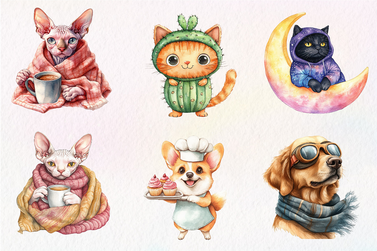 Quirky Dog and Cat Clipart, an Illustration by CreationArt (Photo 6 of 6)