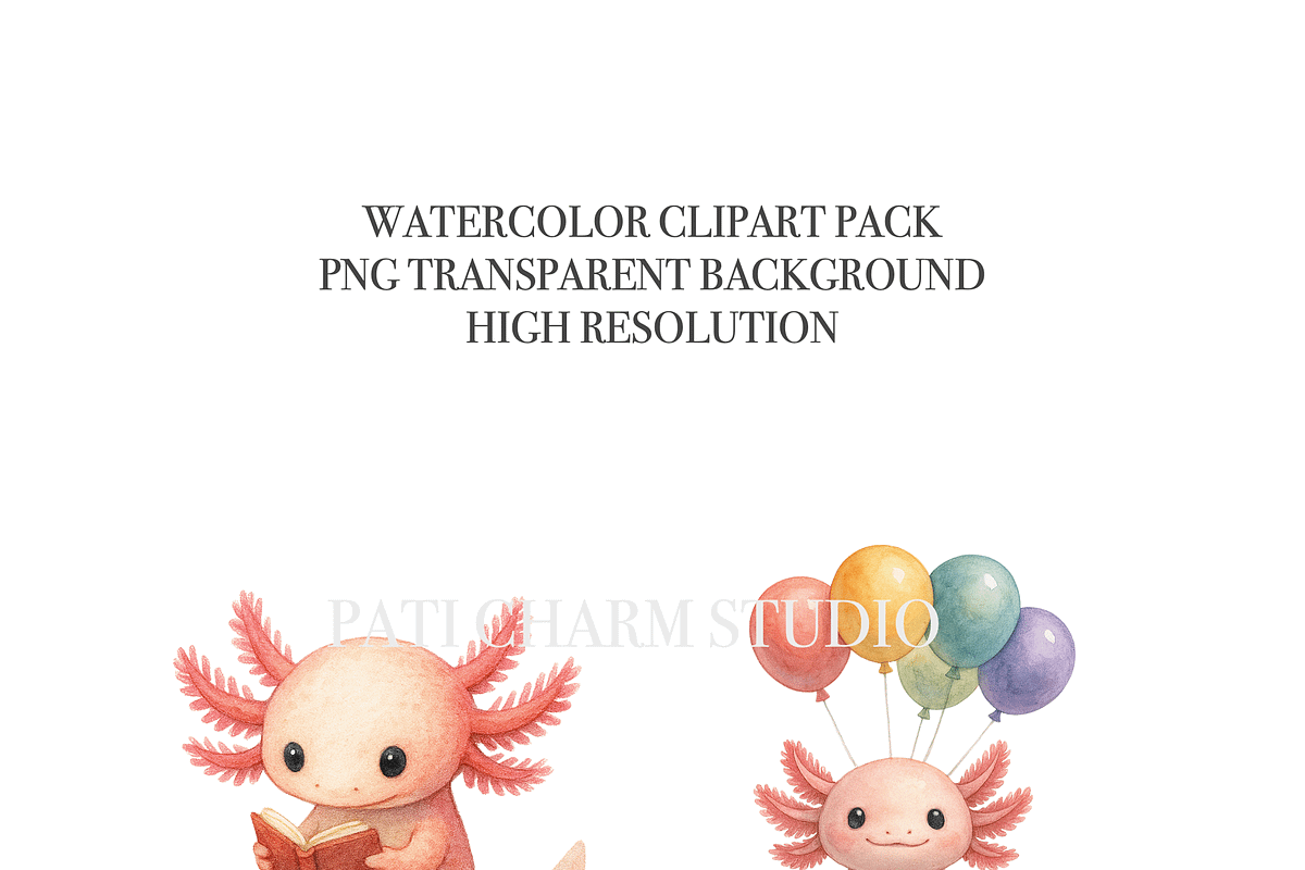 11 Axolotl Clipart, an Animal Illustration by Pati Charm Studio (Photo 4 of 8)