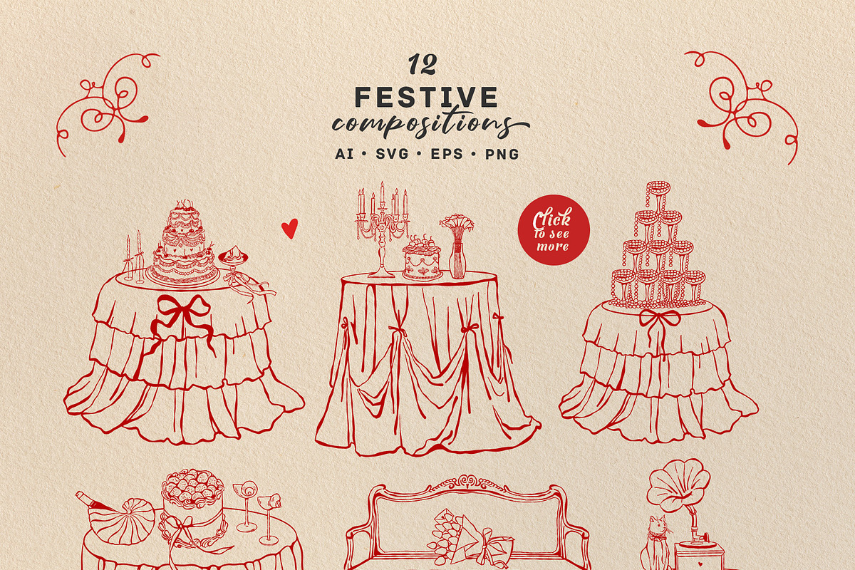Vintage Wedding & Valentines Day Set, an Object Graphic by VerAna (Photo 4 of 16)
