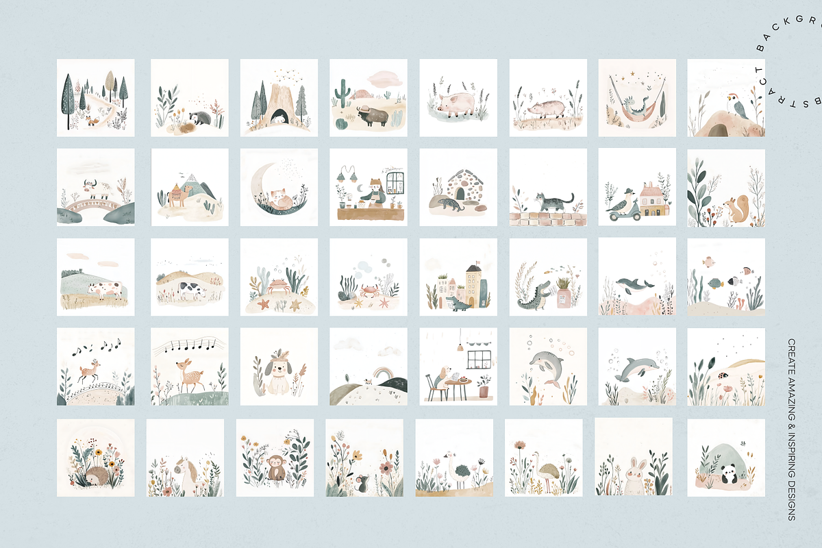 Watercolor Cute Animal Garden, an Animal Illustration by Lumeno (Photo 2 of 11)