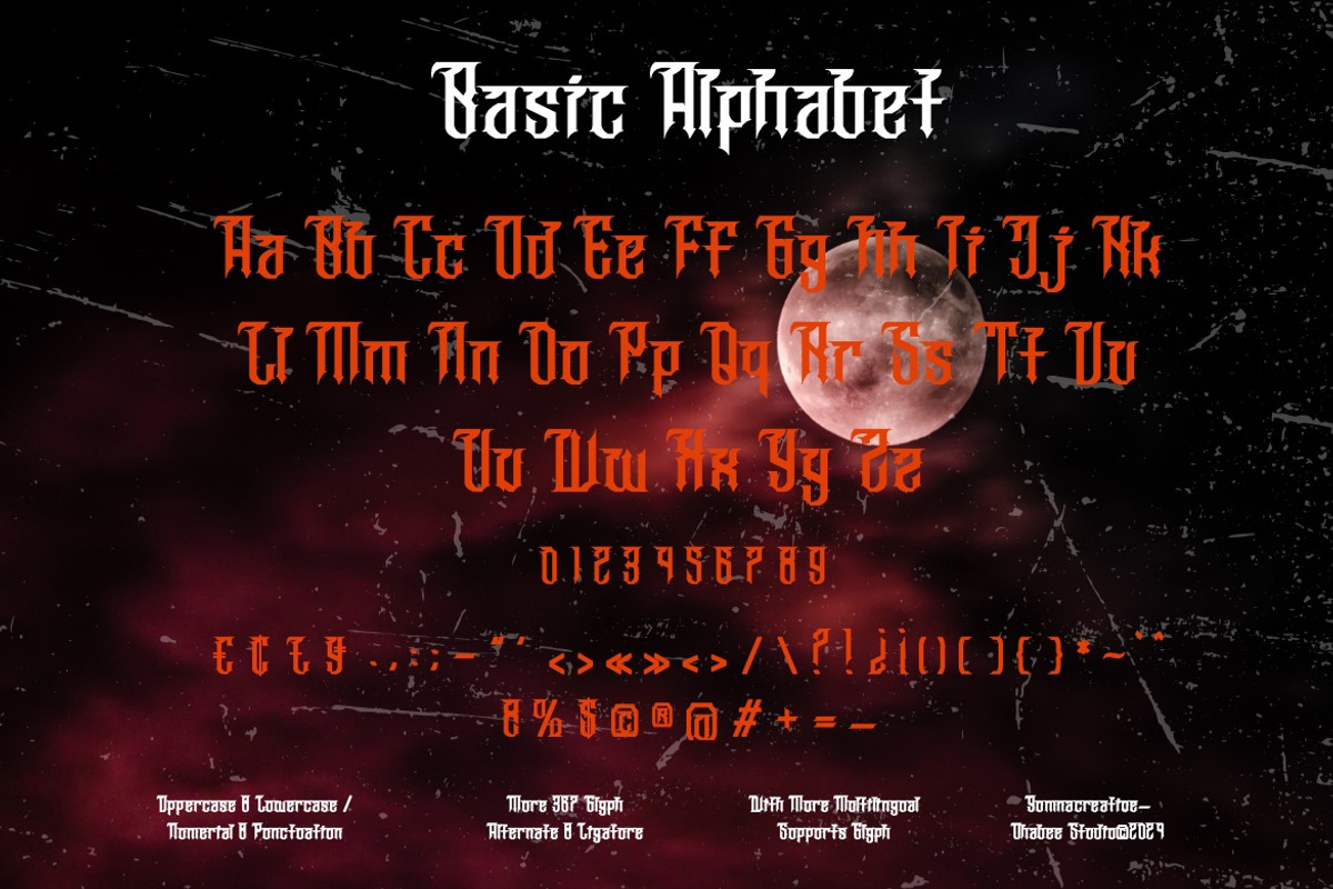 Withceyrs - Gothic Blackletter Font, a Blackletter Font by Dhabee (Photo 6 of 15)