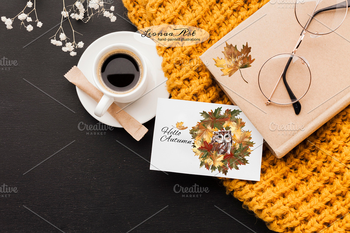 Hello Autumn Clipart Set, a Seasonal Illustration by Leonaa art (Photo 2 of 9)