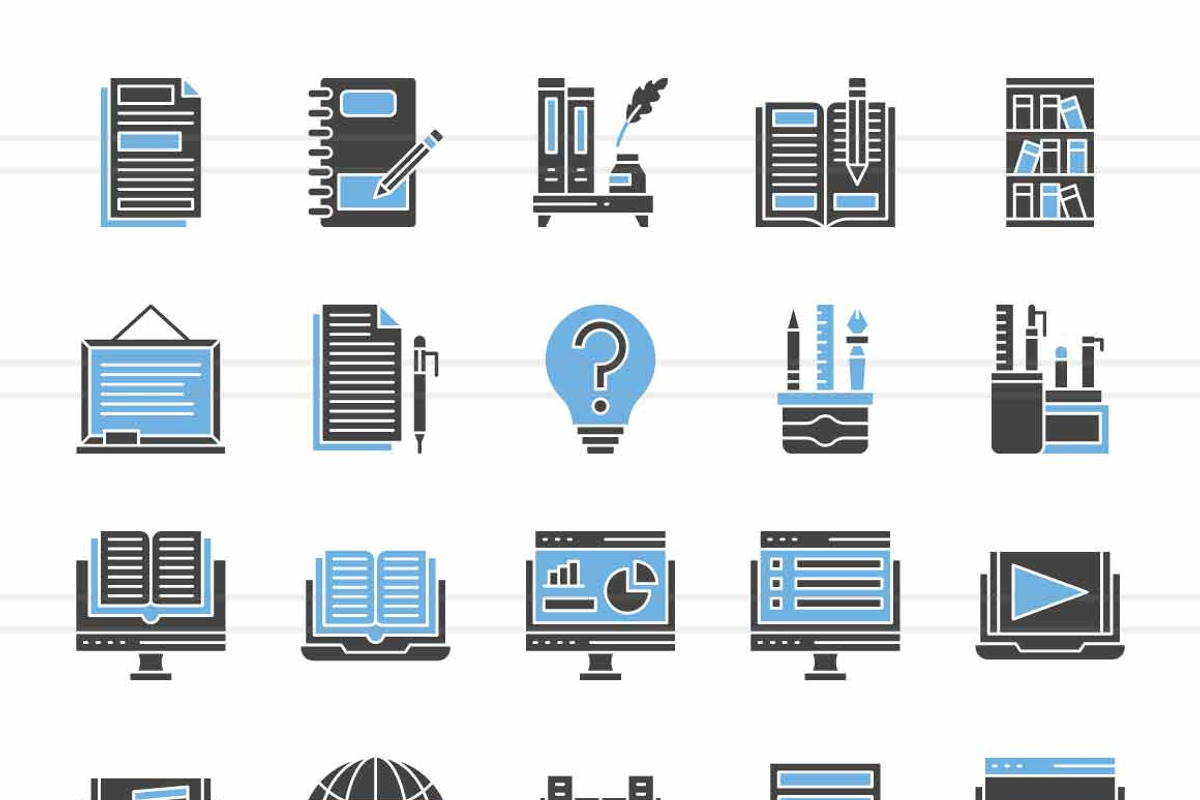 50 Schooling Blue & Black Icons, an Icon by IconBunny (Photo 2 of 2)