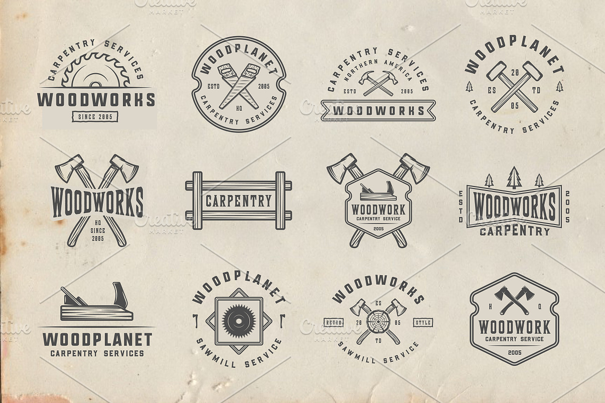 Vintage Carpentry Emblems part 2, a Branding & Logo Template by AkimD (Photo 6 of 10)