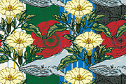 Asian Inspired Whale Datura Pattern, a Pattern Graphic by NayaChu (Thumbnail 1 of 11)