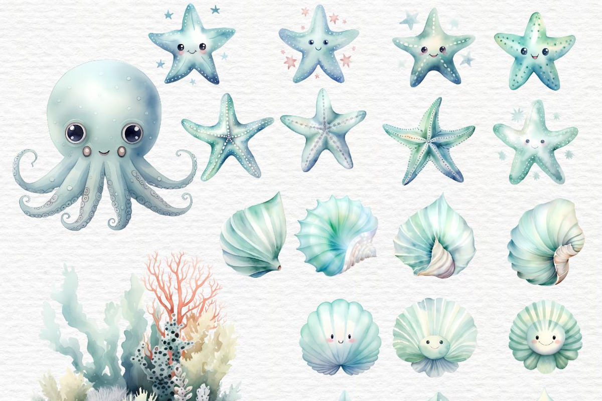Under the sea baby shower png, an Animal Illustration by Invite to Clipart (Photo 4 of 9)