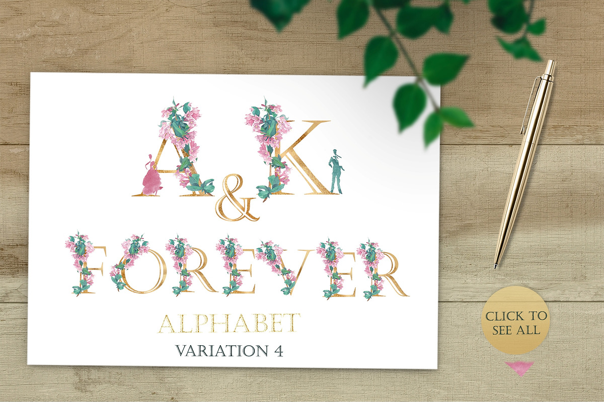 Romantic Alphabet Letters Floral PNG, an Illustration by ColorfulNest (Photo 4 of 5)