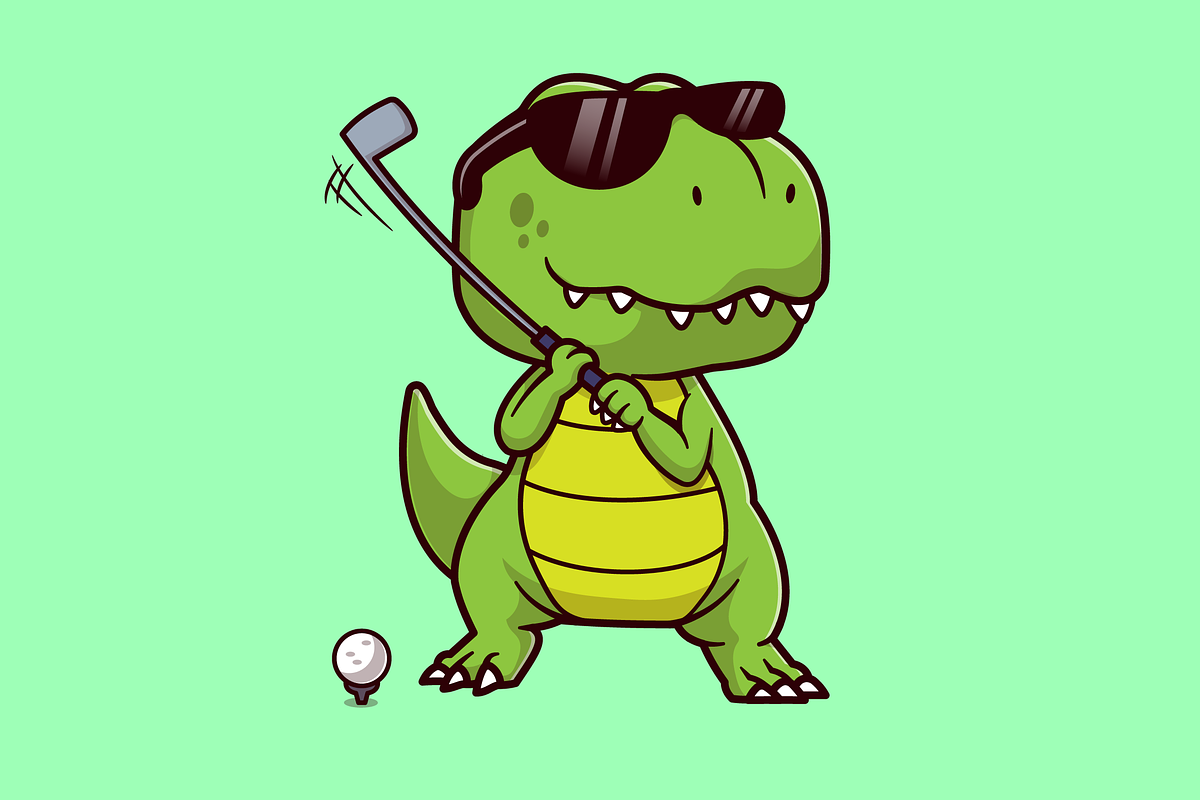 Cute Dino Playing Golf Cartoon, an Animal Illustration by Catalyst Labs (Photo 1 of 3)