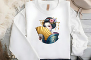 Japanese Geisha Watercolor PNG Bundl, an Illustration by DreamCafeArt (Thumbnail 4 of 7)