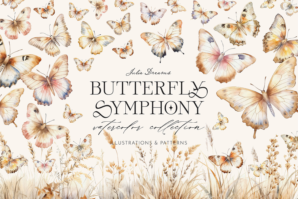 Butterfly Symphony Watercolor, an Object Graphic by Julia Dreams (Photo 1 of 7)