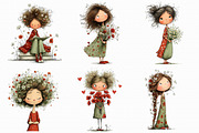 Whimsical Girls Floral Spring Clipar, an Illustration by Libby Wishes (Thumbnail 7 of 8)