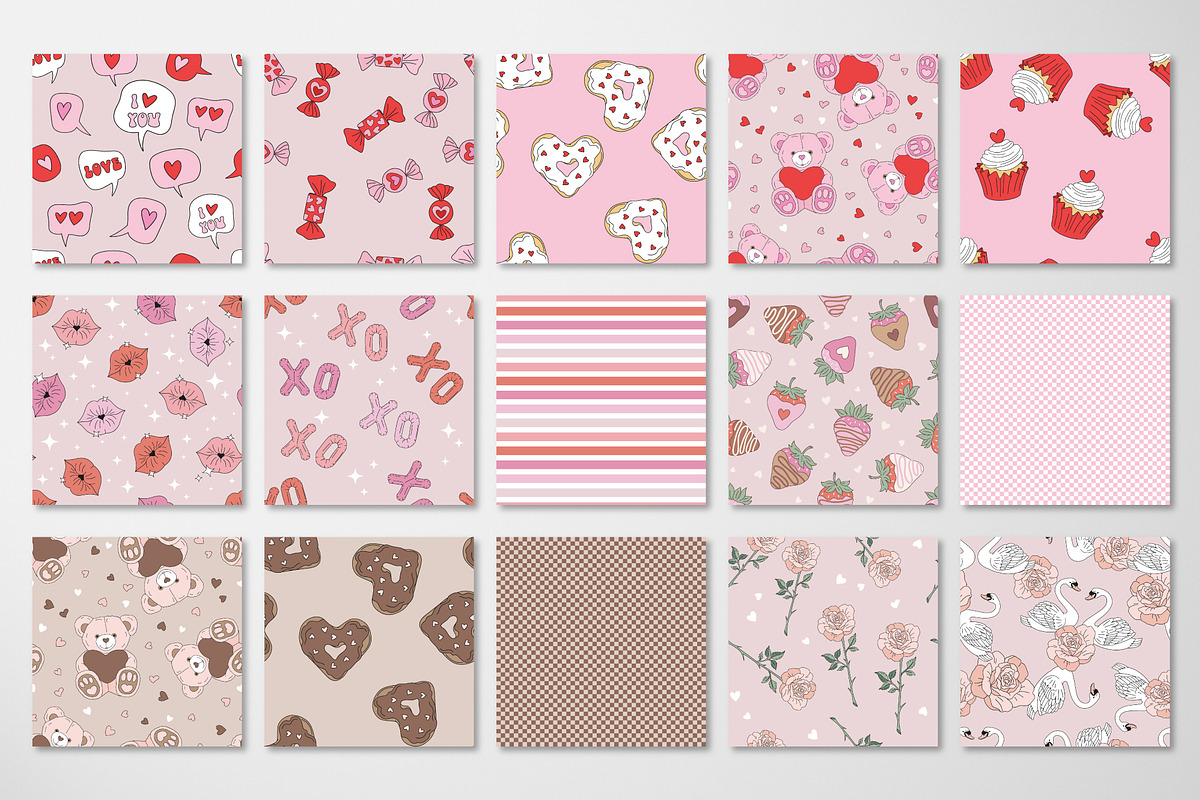 Romantic Valentine’s Day pattern set, a Pattern Graphic by @olga.angelloz (Photo 2 of 2)