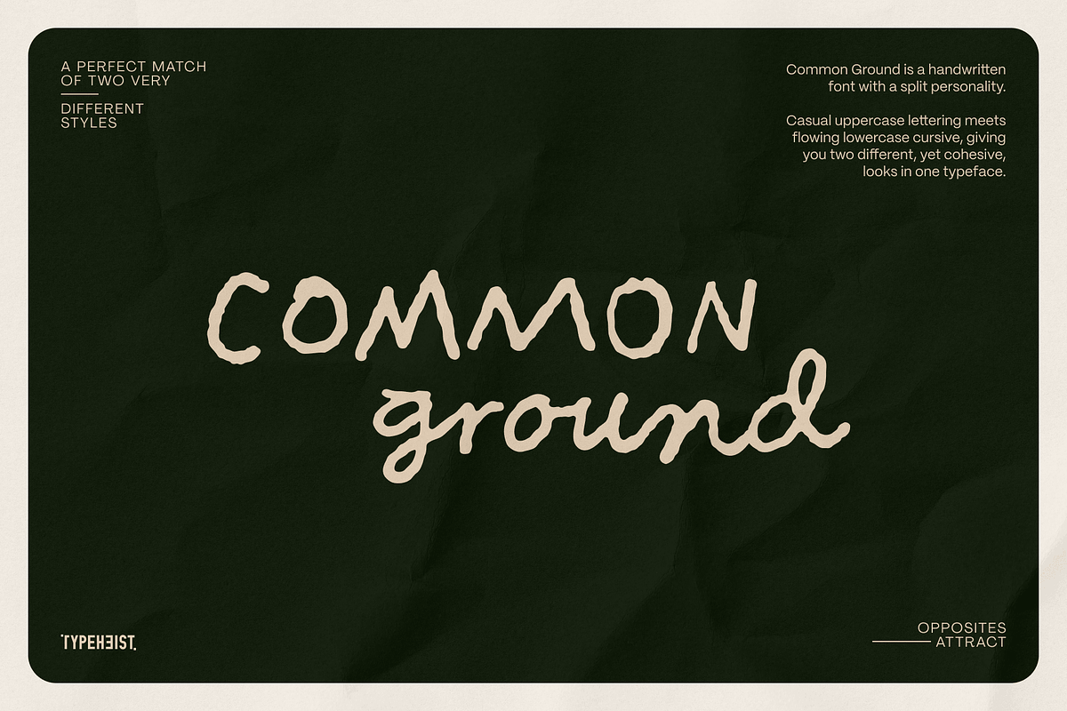 Common Ground Handwriting Font, a Handwritten Font by TYPEHEIST (Photo 1 of 11)