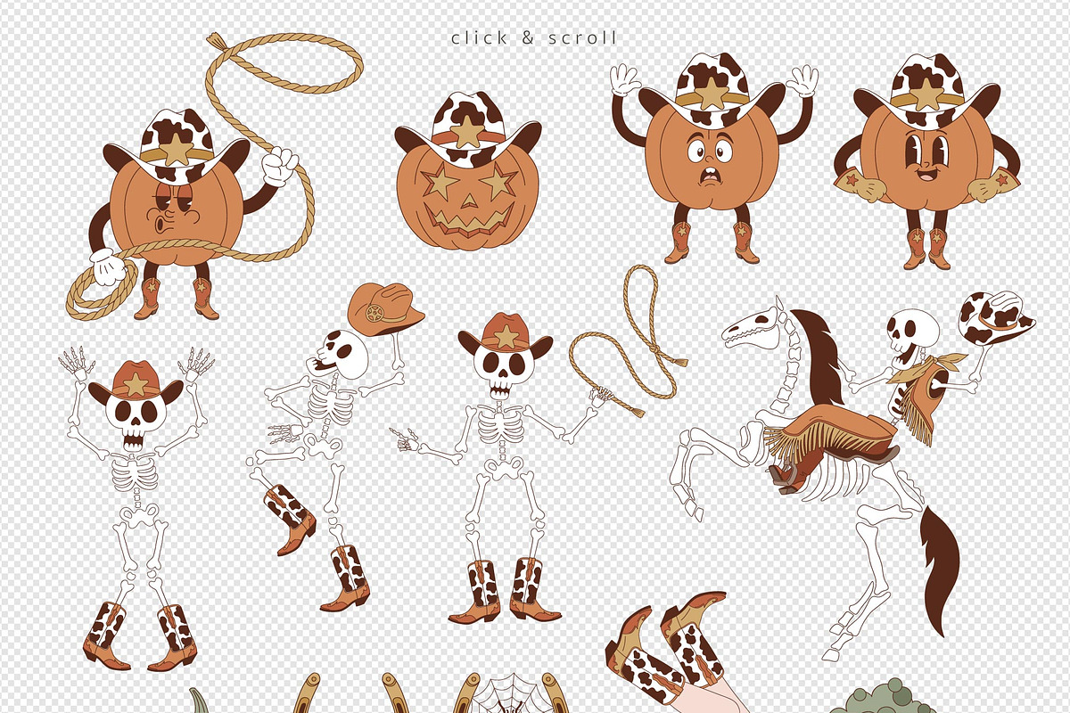 Western Howdy Halloween clipart set, an Object Graphic by @olga.angelloz (Photo 2 of 2)