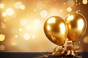 Golden balloons with ribbon and bow, a Photo by Iftikhar Alam