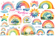 Watercolor rainbow set PNG clipart, a Seasonal Illustration by Whimsy Brush Studio (Thumbnail 1 of 6)