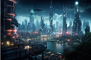 High-tech Night City Cyberpunk