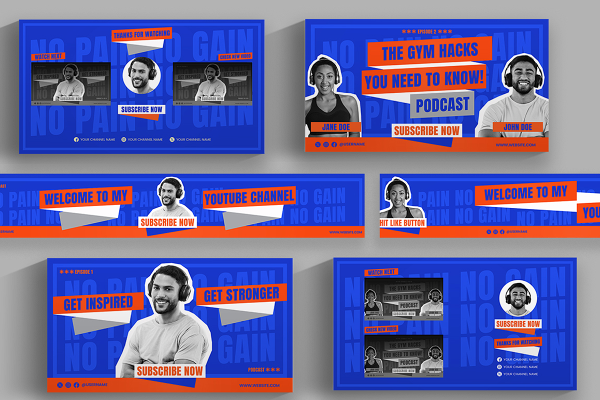 Gym Podcast Youtube Template & Canva, a Social Media Template by Attype (Photo 5 of 5)
