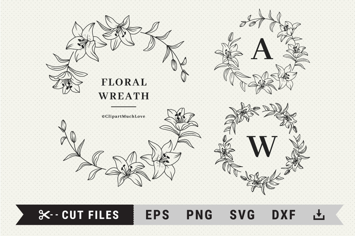 Floral wreath svg, Lily clipart, an Illustration by ClipartMuchLove (Photo 1 of 8)