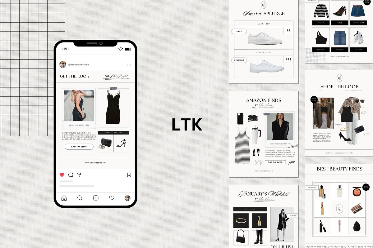 Fashion Blogger LTK Canva Template, a Social Media Template by Deb Creative Studio (Photo 3 of 10)