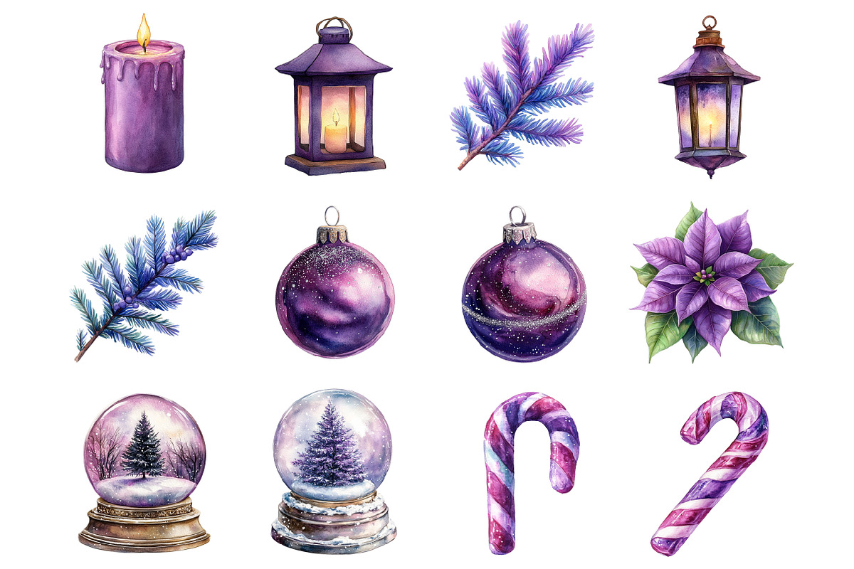 Purple Christmas Garden Clipart, a Graphic by CitraGraphics (Photo 3 of 4)