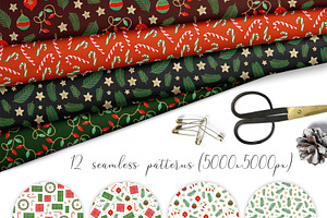 Cute Christmas. Patterns & Lettering