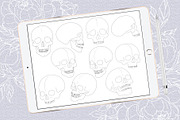 Skulls procreate stamp brushes, a Brush Add-On by Veronika Gotovceva (Thumbnail 2 of 3)