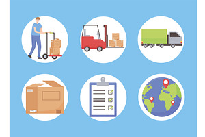 logistic cargo set, an Object Illustration by studiogstock