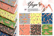 Watercolor Yoga Seamless Patterns, a Sport Illustration by OlDm_Shop (Thumbnail 1 of 10)