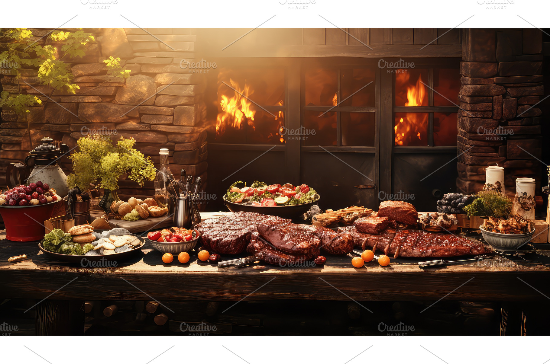 meat restaurant bbq food ai, a Background Photo by pikepicture