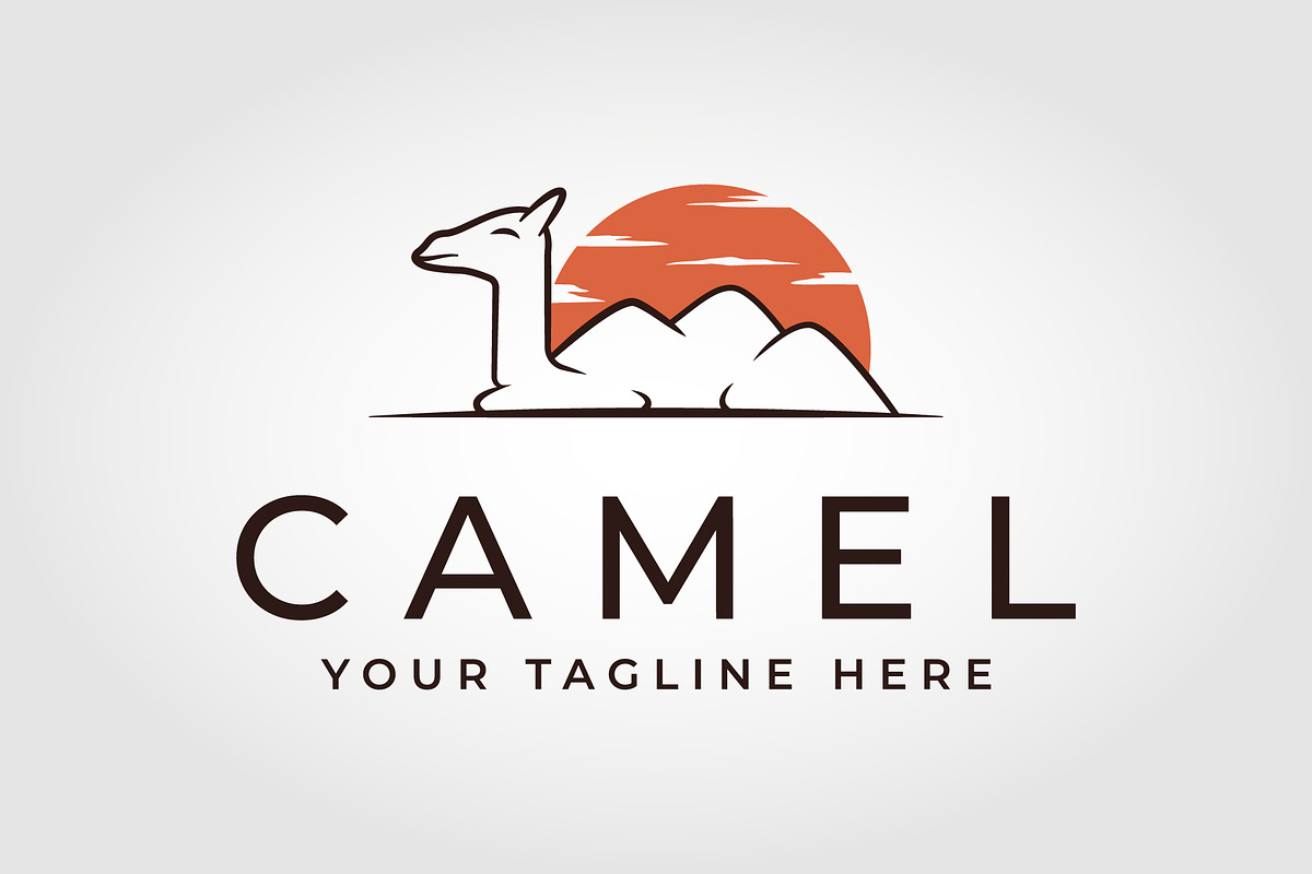Camel on desert with sun vector logo, a Branding & Logo Template by PrastHF