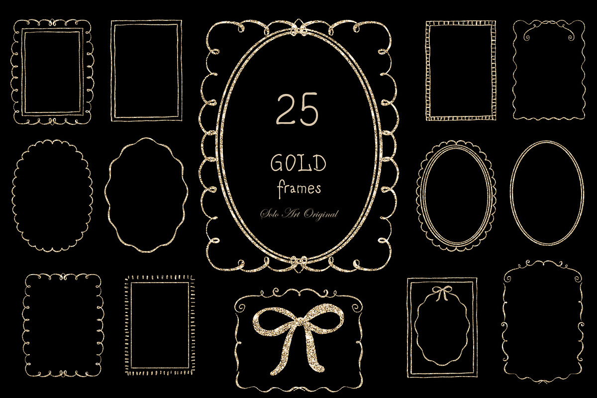 Whimsical Gold Frames Hand drawn, a Graphic by Solo Art Original (Photo 1 of 14)