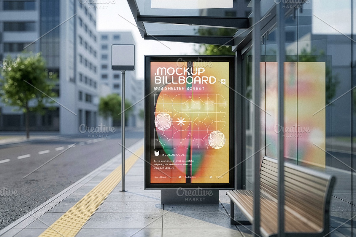 4 Vertical Bus Stop Screen Mockups, an Advertising Mockup by smishura (Photo 8 of 11)