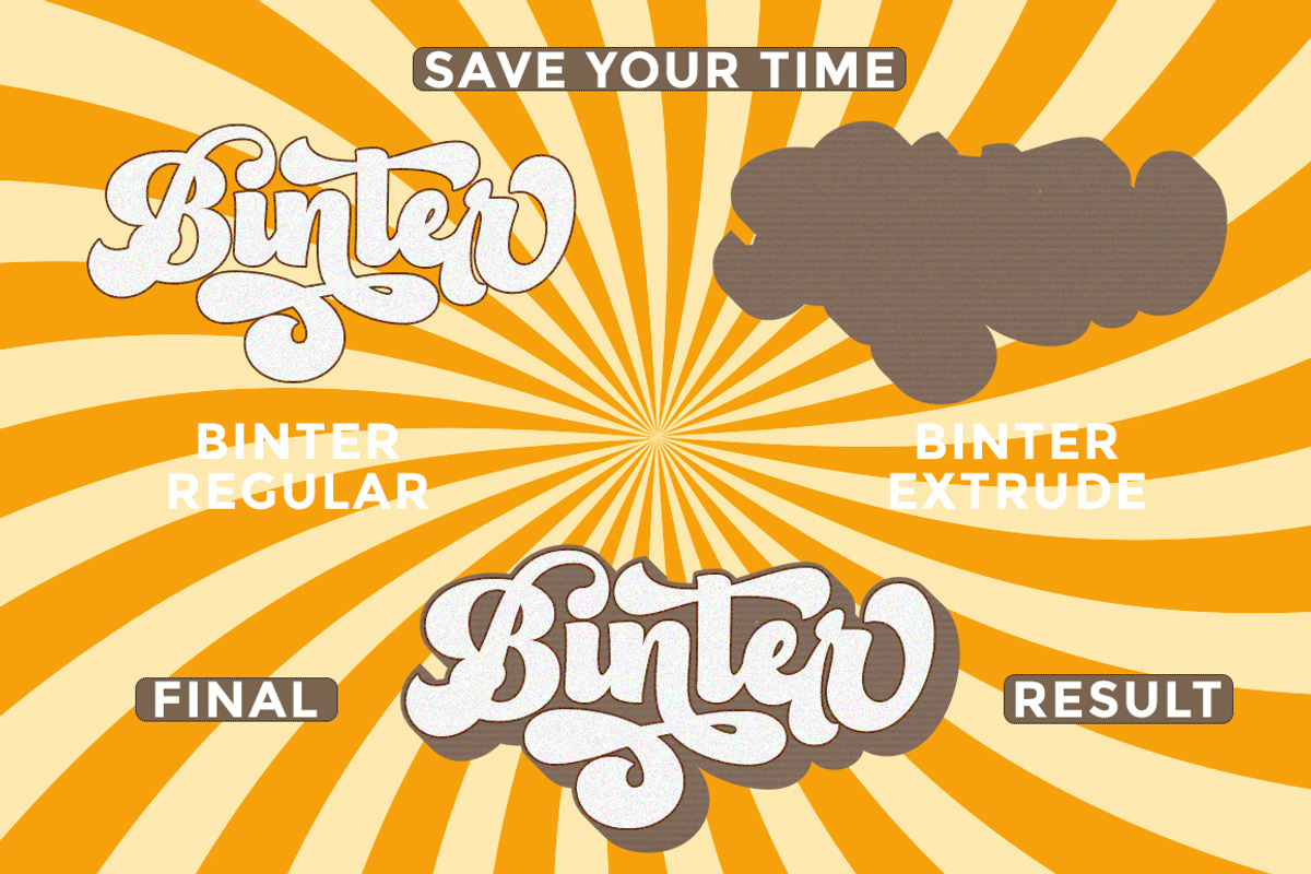 Binter -Retro Font, a Script Font by Romiecreative (Photo 3 of 7)