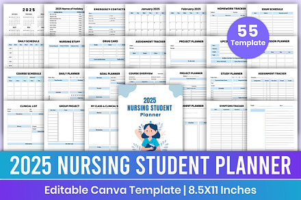 2025 Nursing Student Planner Canva, a Stationery Template by Mustafiz